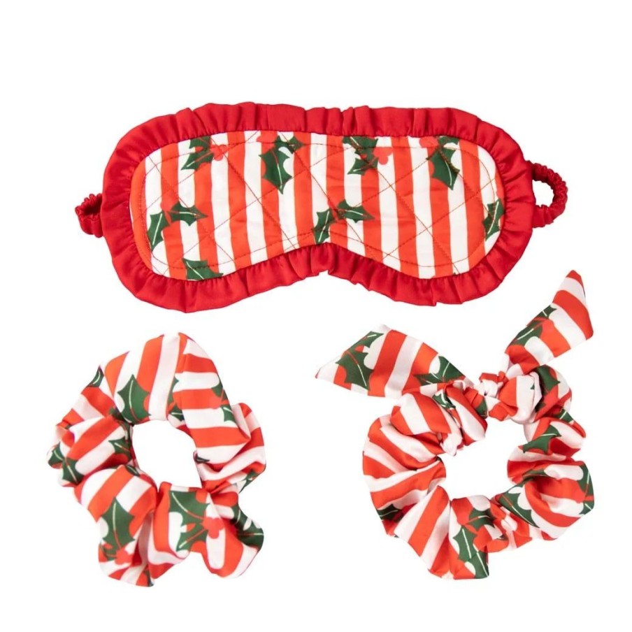 Casa E Accessori Vendula London Elastici Per Capelli E Mascherine Per Dormire | Vendula Grotto Satin Stripe Eyemask And Scrunchie Set